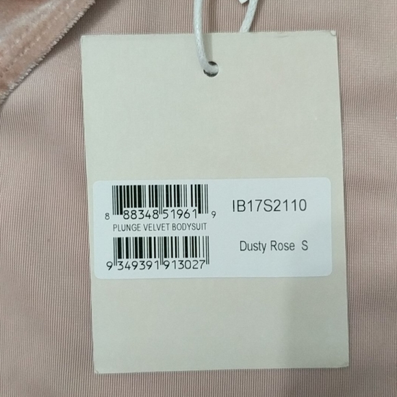 MP/C Dusty Rose Tank Plunge Velvet Bodysuit - Picture 3 of 6